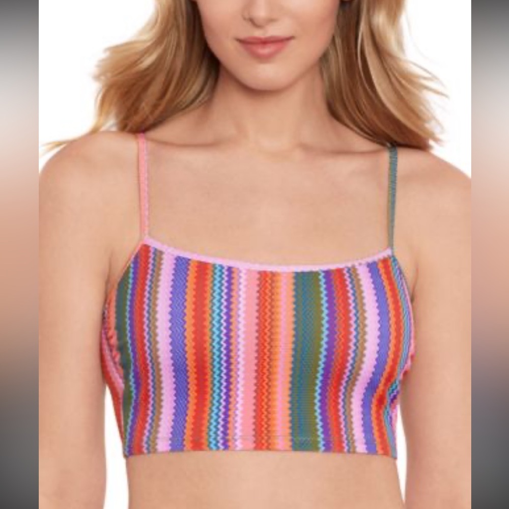 Salt & Cove Colorful Zigzag One Piece Bikini Top M NWT